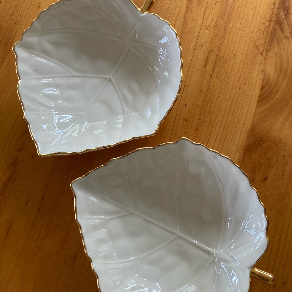 Lenox White and Gold Leaf-Shaped Serveware
